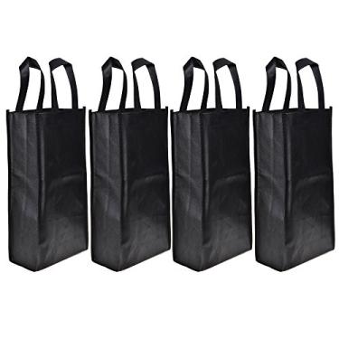 Imagem de Cosmos ® Pacote com 4 sacolas de vinho não tecidas com 2 garrafas, bolsa de presente reutilizável - preta
