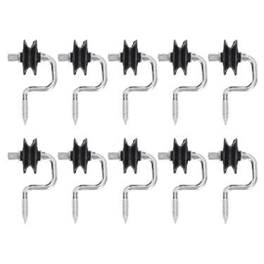 Imagem de Isoladores de Anel de Esgrima Elétrica, 10 Peças de Isoladores de Anel de Aço Galvanizado + Isolador de Anel de Malha de Arame PP Isolador de Poste de Madeira Isolador de Canto