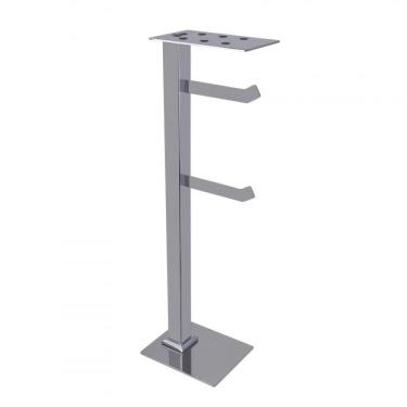 Imagem de Papeleira de Chão Inox com Suporte para Celular Premium Pr4079 Ducon Metais Cromado