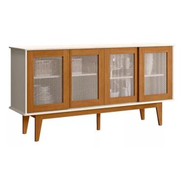 Imagem de Aparador Armário Buffet Detroit 4 Portas Base Em Madeira Off/Nature