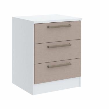 Imagem de Mesa de Cabeceira Modulada 3 Gavetas Requinte+ Móveis Castro Branco Line/Duna Line