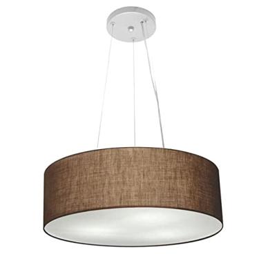 Imagem de Lustre Pendente Cilíndrico Cúpula Tecido 45x15 cm, Vivare Iluminação, Pendente4184 LC, Café, Médio