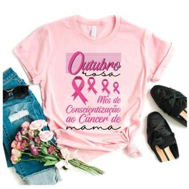 Imagem de Blusa Outubro Rosa Campanha De Prevenção Camiseta Outubro Rosa - Vidap
