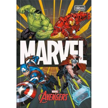 Imagem de Caderno Brochura Costurado Universitário Pequeno 1/4 Avengers 48 Folhas - Tilibra