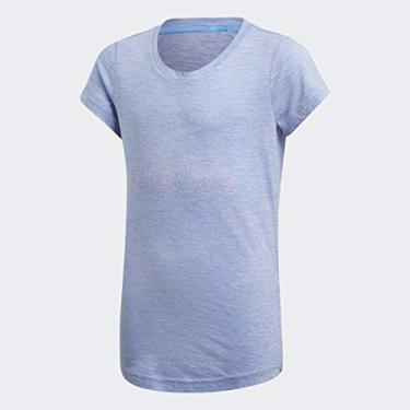 Imagem de adidas Camiseta de manga curta para meninas grandes (7-14) ID Winners, azul sorte/rosa verdadeiro, Lucky azul/rosa verdadeiro médio, M