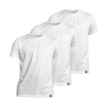 Imagem de Kit 3 Camisetas Algodão Solid Muvin – Casual - Manga Curta – Masculina – Camiseta Academia Treino Funcional – Corrida – Ginástica Fitness – Caminhada (BR, Alfa, G, Regular, Branco)