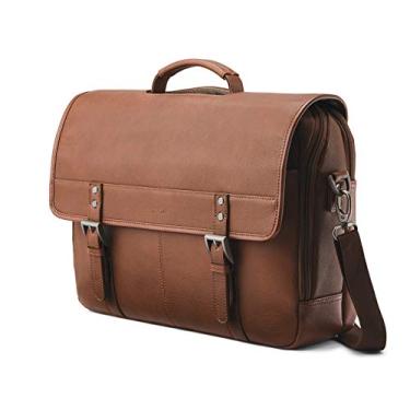 Imagem de Samsonite Flapover de couro clássico, Conhaque, One Size, Flapover de couro clássico