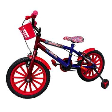 Imagem de Bicicleta Aro 16 Infantil Adesivos Homem Aranha Com Rodinhas Wendy - C