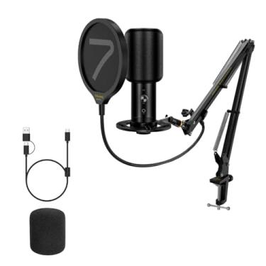 Imagem de Kit de microfone USB 7RYMS SR-AU01-K1 com suporte de braço, microfone condensador USB para smartphone PC de computador, adequado para jogos, canto, podcasting, gravação, transmissão ao vivo, etc.