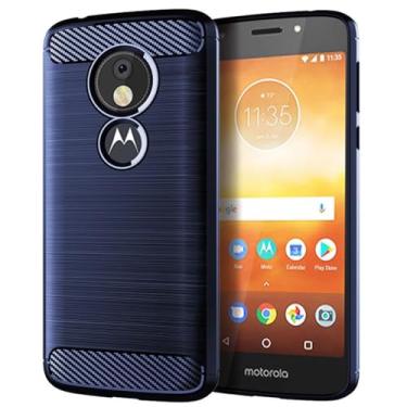Imagem de Sidande Capa para Moto E5 Play/Motorola E5 Go/Moto E5 Cruise, capa ultrafina para celular com absorção de choque, capa protetora de borracha TPU de fibra de carbono para Motorola Moto E5 Play azul