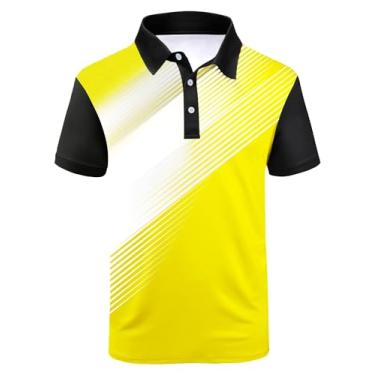Imagem de ZITY Camisa polo masculina manga curta esporte golfe tênis camiseta, 45 amarelo, 3G