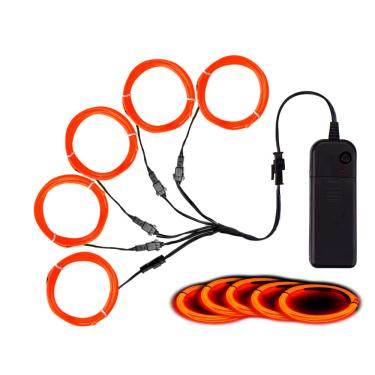 Imagem de MaxLax EL Wire Laranja, fio neon com redução de ruído 5 em 1 metro, fio eletroluminescente para decoração de Halloween, festa de Natal, decoração DIY