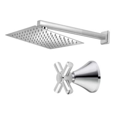 Imagem de Ducha para Piscina com Acabamento Padrão Docol Cromado Chuveiro Inox Quadrado Água Fria C31