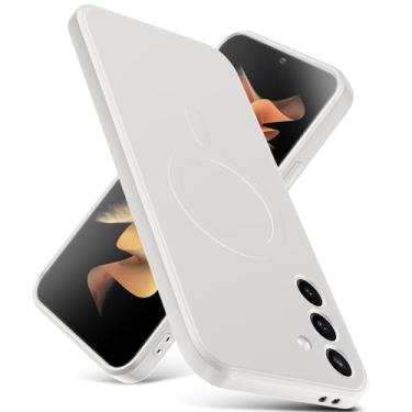 Imagem de YSLBWLE Capa magnética para Galaxy S23 FE 5G, capa fina de silicone líquido, à prova de choque, capa fina para celular Galaxy S23 FE 5G, capa protetora de câmera de corpo inteiro - branca 12-sam