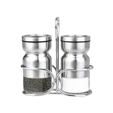 Imagem de Cuisinox Conjunto de saleiro e pimenteiro com suporte, prata