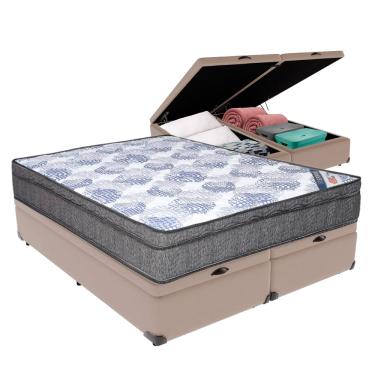 Imagem de Cama Box Queen com Baú Bege Ortobom ISOSuperpocket PillowTop