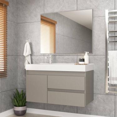 Imagem de Conjunto Gabinete para Banheiro com Espelheira Califórnia 80