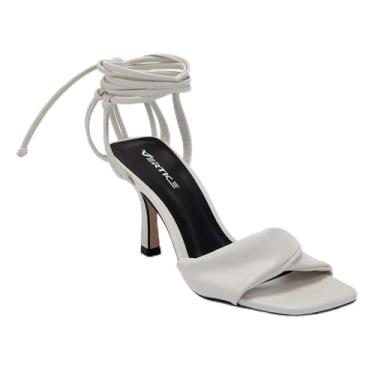 Imagem de Sandália Feminina Salto Fino Amarração - Off White 35