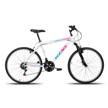 Imagem de Bicicleta KOG Aro 26 Infantil Unissex 18 Marchas com Freio V-Brake Garfo de Suspensão 80mm,Branco Rosa