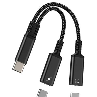 Imagem de Adaptador de conector de fone de ouvido USB-C duplo 2 em 1, cabo de carregamento para Apple iPhone15 Pro Max Plus para iPad Pro, compatível com cabo Samsung Galaxy Note10, DAC, carregador de áudio