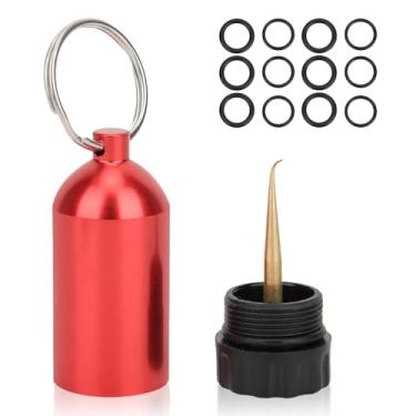 Imagem de HERCHR Tanque de mergulho, mini anel de chave de tanque de mergulho, válvula de cilindro de mergulho com anéis de vedação, kit de anel de mergulho, chaveiro de tanque, anéis de mergulho, acessórios de mergulho, mini kit de tanque de mergulho (vermelho)