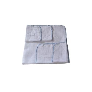 Imagem de Kit Fralda 3 pçs com 1 Fralda de Ombro 70x70 cm e 2 Toalhas de boca 35x35 cm (Azul Bebê)