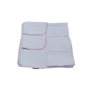 Imagem de Kit Fralda 3 pçs com 1 Fralda de Ombro 70x70 cm e 2 Toalhas de boca 35x35 cm (Rosa Bebê)
