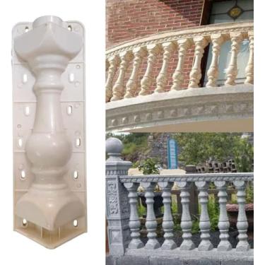 Imagem de BRAVECOW Molde de balaustradas, molde de coluna romana europeia, moldes dianteiros e traseiros para concreto, gesso, fundição de plástico, jardim, varanda, piscina, parque, cerca, decoração (tipo 3