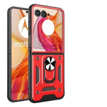 Imagem de Kukoufey Capa compatível com Motorola Razr 2024, compatível com Motorola Razr Gen 4, com capa de lente de câmera deslizante compatível com Motorola Razr 50 capa vermelha