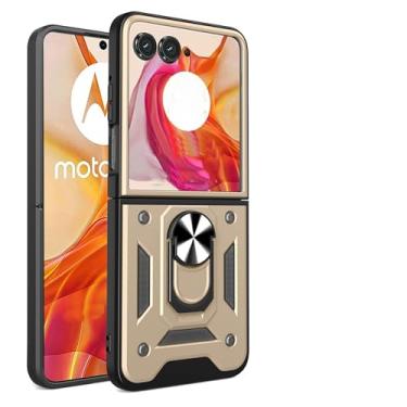 Imagem de Kukoufey Capa compatível com Motorola Razr 2024, compatível com Motorola Razr Gen 4, com capa de lente de câmera deslizante compatível com Motorola Razr 50 capa dourada