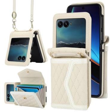 Imagem de Asuwish Capa de celular para Motorola Razr 40 Ultra/Moto Razr Plus 2023 com bloqueio de RFID, compartimento para cartão de crédito, alça transversal, suporte Razr+ + 5G XT2321-3 mulheres, homens,