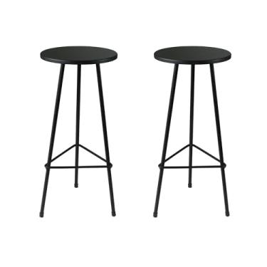 Imagem de Kit 2 Banquetas para Balcão Alta Confortavel Estilo Moderno Ideal para Cozinha Area Gourmet Estrutura de Metal Assento Madeira Resistente ALUMINUM DECOR (PRETO, ALTURA 70 CM DO ASSENTO AO CHÃO)