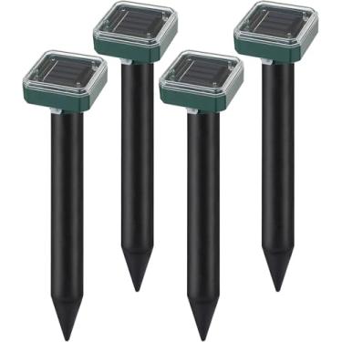 Imagem de Repelente de toupeira movido a energia solar ao ar livre, repelente ultrassônico para gramado, repelente de cobra de marmota, repelente de toupeiras, à prova d'água (4 pacotes)