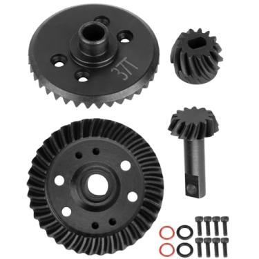 Imagem de RCHuiWow RC 13-37T Differential Gear Assembly Upgrades Part for 1/10 4x4 Slash Rustler Stampede Hoss Slayer T-MAXX XO-01 Summit Revo,Steel Front Rear Gearbox Helical Gears