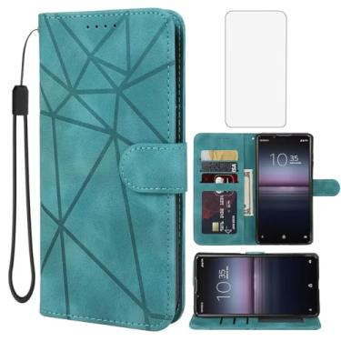 Imagem de Wanyuexes Capa para Xperia 1 II, capa carteira Sony 1 II XQ-AT52 com protetor de tela de vidro temperado, toque de pele PU, flip fólio, suporte para cartão de crédito, suporte para Sony Xperia 1 II,