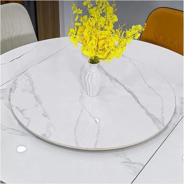 Imagem de Prato de servir giratório de mesa redonda, bandeja giratória de mesa giratória grande de mármore grande de 12 mm de espessura, branco fosco, 110 cm (43 polegadas)