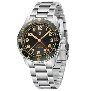 Imagem de Pagani Design Relógio Masculino Automático GMT Relógio de Pulso Masculino com Pulseira de Aço Inoxidável Movimento NH34A Japão Vidro Safira Impermeável Luminoso Clássico Business, Verde, automação