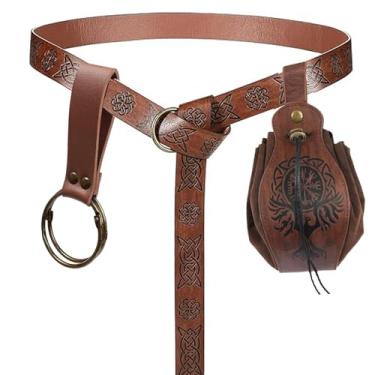 Imagem de Bolsa de cinto, pochete retrô, medieval, viking, cinto de couro, renascentista, Halloween, cosplay, acessórios para fantasia, 1 marrom, One Size, Renascentista