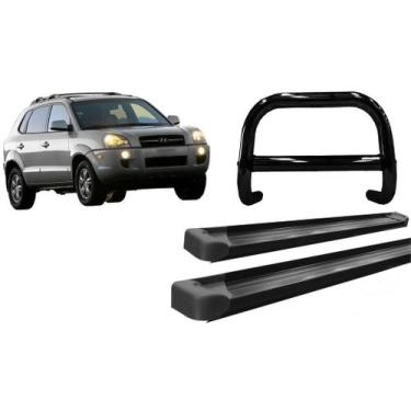 Imagem de Kit Quebra Mato C/Barra Estribo Plataforma Preto Tucson até 2016 - HOZ
