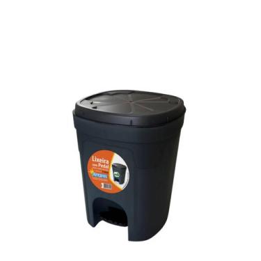 Imagem de Lixeira de Plástico Com Pedal 15 Litros Cinza Lisa Articulada Antares