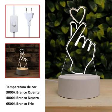 Imagem de Luminária De Mesa 3d Mão Com Coração Coreano Para Decoração EB61280 - 