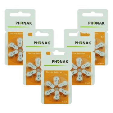 Imagem de 30 Pilhas Baterias 13 Pr48 P13 A13 Aparelho Auditivo Phonak