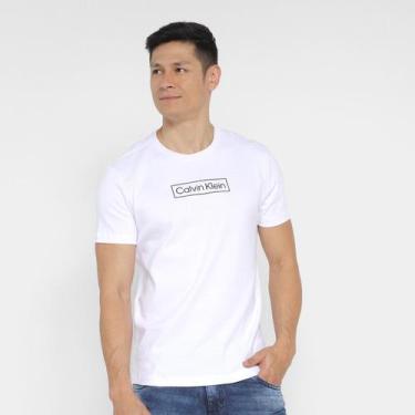 Imagem de Camiseta Calvin Klein Logo Retângulo Masculina, Branco, GG