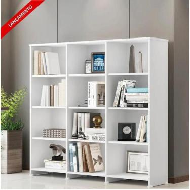 Imagem de Estante para Livros Trinidad Branco 09 Prateleiras 12 Nichos - Bela Ca