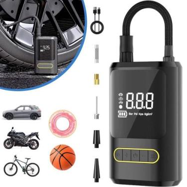 Imagem de Bomba De Encher Pneu De Carro Bike Moto Digital Eletrica Portátil 2000