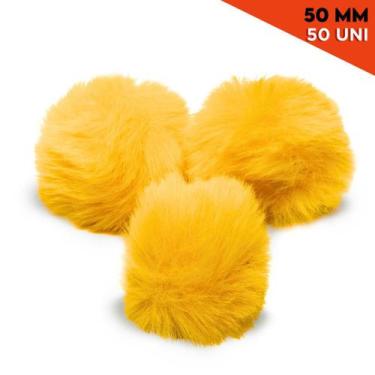 Imagem de Pompom - Pelúcia 50 Mm - 50 Unidades - Amarelo Ouro - Nº: 110 - Nybc