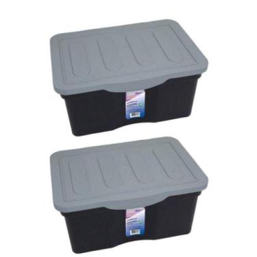 Imagem de Kit 2 Caixas Organizadoras Multiuso C/ Tampa 5 L Preta - Arqplast