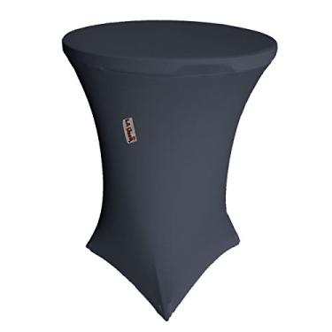 Imagem de LA Linen Toalha de mesa redonda de elastano 76 cm x 76 cm de altura, azul-marinho