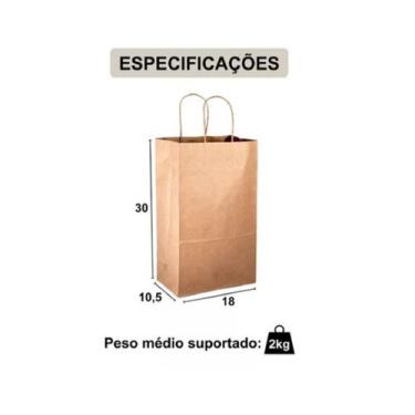 Imagem de Sacola De Papel Para Presente Kraft Lisa Na Cor Pardo - Tamanho P 30x1