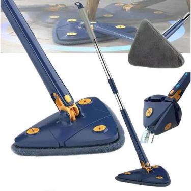 Imagem de Triângulo Mop Mão-livre Rotação de 360 com substituível Microfibra par
